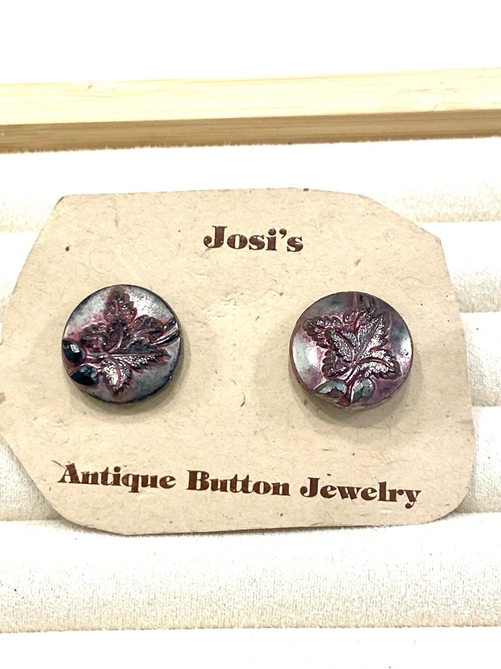Josi’s Antique Button Earrings in Iridescent Purple